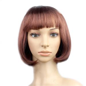 Fashion Short Bob Wig, Brown Short Bob Wig, Sexy Masquerade Short Bob Wig, Fashion Party Short Bob Wig, Cosplay Short Bob Straight Wig, #MS16104