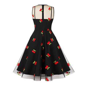 Women's Clothing Gothic Contrast Mesh Sleeveless Dress Elegant Bow Tie Pleated Dress N23439