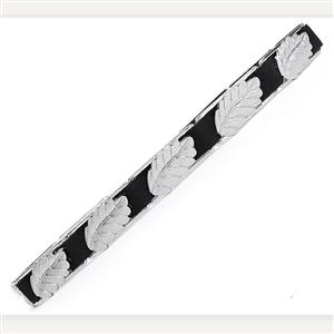 Fashion All-match Silver Alloy Leaf Elastic Thin Waist Belt N17939