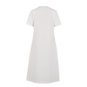 Simple White Cotton Cardigan Coat Short Sleeve Summer Day Beach Maxi Dress N19035