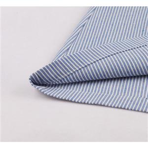 Simple Light Blue Scoop Neck Sleeveless Pinstripe Summer Swing Dress N18693