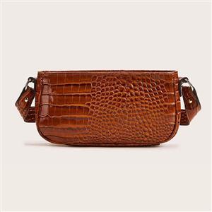 Women's Simplicity Light-brown Crocodile Pattern Shoulder Bag Zipper Underarm HandBag N20704