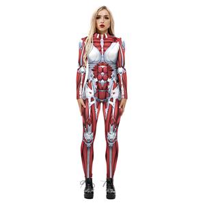 New Product Skeleton 3D Printed High Neck Long Bodycon Jumpsuit Halloween Costume N21247