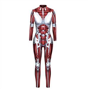 New Product Skeleton 3D Printed High Neck Long Bodycon Jumpsuit Halloween Costume N21247