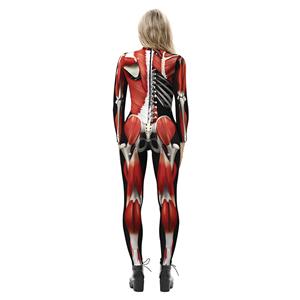 New Product Skeleton 3D Printed High Neck Long Bodycon Jumpsuit Halloween Costume N21248