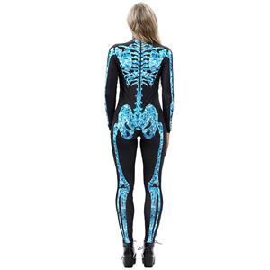 Horrible Skull Printed Unitard 3D Digital Printed Skeleton Bodysuit Halloween Costume N18233