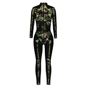 Sexy Camo Bone 3D Printed Unitard Skeleton High Neck Bodysuit Halloween Cosplay Costume N21396