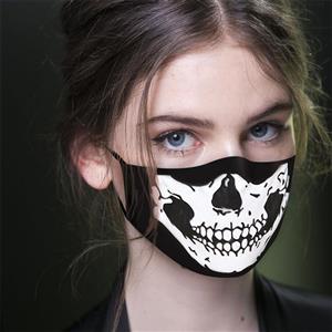 Horrible White Skull Pattern Masquerade Adult Ghost Halloween Cosplay Reusable Face Mask MS21477
