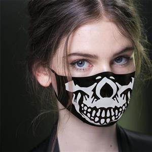 Horrible White Skull Pattern Masquerade Adult Ghost Halloween Cosplay Reusable Face Mask MS21478