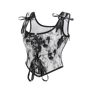 Vintage Floral Embroidered Camisole, Corset Vest Top for Women Bustier Shapewear N23673