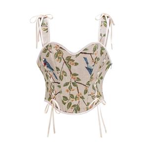 Lace-up corset top, Jacquard camisole, Zipper tank top, Floral jacquard design, Women's shapewear camisole, Outerwear corset top, Stylish lace-up camisole, Adjustable corset tank, Floral jacquard corset, Women's fashion tank top? #23712