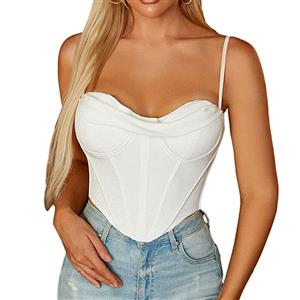 Sexy Smooth Satin 10 Plastic Boned B Cup Bustier Bra Music Festival Clubwear Crop Top N22066