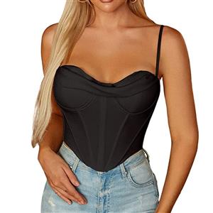 Sexy Smooth Satin 10 Plastic Boned B Cup Bustier Bra Music Festival Clubwear Crop Top N22067