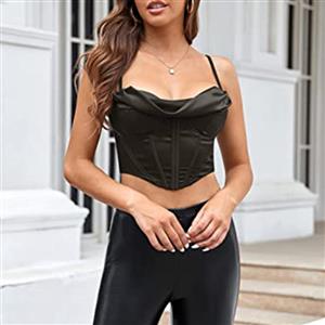 Sexy Smooth Satin 10 Plastic Boned B Cup Bustier Bra Music Festival Clubwear Crop Top N22067