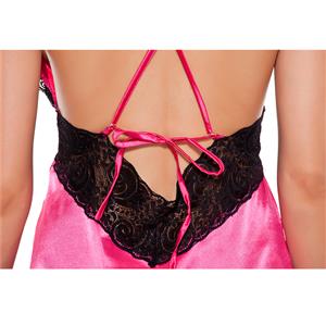 Charming Spaghetti Straps Low-cut Lace Trim Babydoll Lingerie with G-string N19176