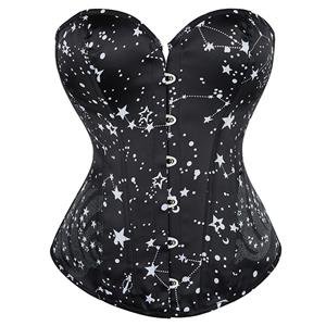 Steampunk 12 Steel Boned Star Printed Waist Cincher Strapless Body Shaper Overbust Corset N21646