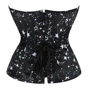 Steampunk 12 Steel Boned Star Printed Waist Cincher Strapless Body Shaper Overbust Corset N21646