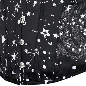 Steampunk 12 Steel Boned Star Printed Waist Cincher Strapless Body Shaper Overbust Corset N21646