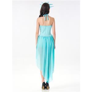 Light-blue Statue of Liberty Adult Goddess Cosplay Costume N17078