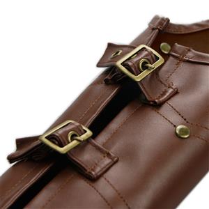 Steampunk Brown Faux Leather Buckles Rivets Armlet One-shoulder Shrug N19099
