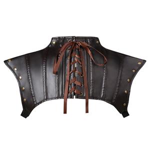 Steampunk Brown High Neck Cap Sleeve Rivet Corset Shrug with Buckles N23166