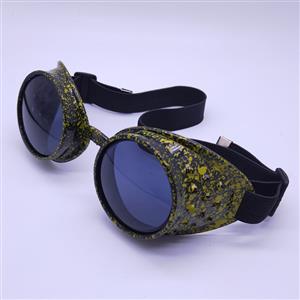 Steampunk Camouflage Frame Round Lens One Piece Glasses Cosplay Party Goggles MS19771