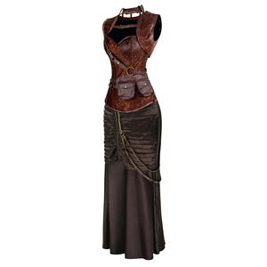 Sexy Steampunk Gothic Corset Skirt Set Vampire Costume N12434