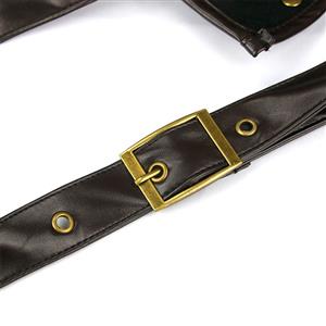 Steampunk Dark-brown Faux Leather Buckles Rivets Armlet One-shoulder Shrug N20189