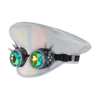 Fashion Sliver Rivets and Goggles Nightclub Masquerade Cosplay Halloween Costume Hat J23301