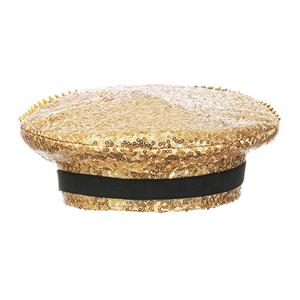 Fashion Golden Rivets and Sequins Nightclub Masquerade Cosplay Halloween Costume Top Hat J22554