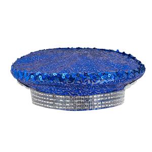 Fashion Blue Rivets and Sequins Nightclub Masquerade Cosplay Halloween Costume Top Hat J23298