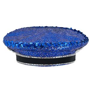 Fashion Blue Rivets and Sequins Nightclub Masquerade Cosplay Halloween Costume Top Hat J23298