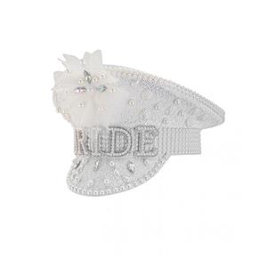 Fashion White Sequins Nightclub Masquerade Cosplay Halloween Bride Costume Top Hat J23305