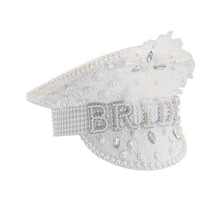 Fashion White Sequins Nightclub Masquerade Cosplay Halloween Bride Costume Top Hat J23305