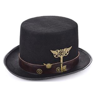 Unisex Steampunk Bronze Metal Gears Masquerade Fancy Party Costume Top Hat J19530