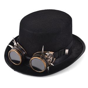 Steampunk Rivet Bronze Color Goggles Masquerade Fancy Halloween Costume Top Hat J19838