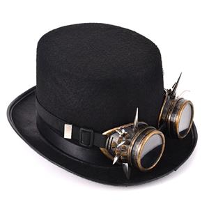 Steampunk Rivet Bronze Color Goggles Masquerade Fancy Halloween Costume Top Hat J19838