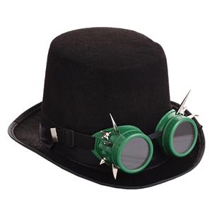 Steampunk Rivet Green Goggles Masquerade Fancy Halloween Costume Top Hat J19839