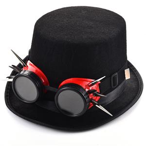 Steampunk Rivet Red Goggles GlaMasquerade Fancy Halloween Costume Top Hat J19840