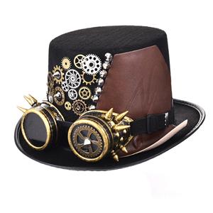 Steampunk Gear and Rivet Glasses Goggles Masquerade Halloween Costume Top Hat J19843