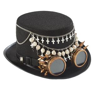 Steampunk Cross and Rivet Goggles Masquerade Halloween Costume Top Hat J22795