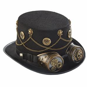 Steampunk Skull Head and Gear Goggles Masquerade Halloween Costume Top Hat J22784