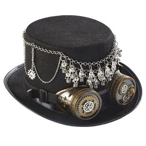 Steampunk Skull Head and Gear Goggles Masquerade Halloween Costume Top Hat J22794
