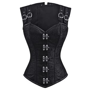 Steampunk Faux Gothic Vintage Sprial Steel Boned Bustier Corset N11461