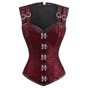 Steampunk Faux Gothic Vintage Sprial Steel Boned Bustier Corset N11460