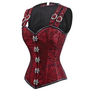 Steampunk Faux Gothic Vintage Sprial Steel Boned Bustier Corset N11460