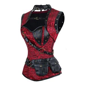 Steampunk Gothic Vintage Steel Boned Overbust Corset for Halloween N11330