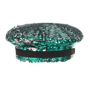 Fashion Green Rivets and Sequins Nightclub Masquerade Cosplay Halloween Costume Top Hat J22561