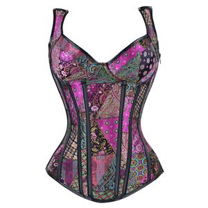Jacquard Corset, Floral Brocade Corset, Retro Vintage Vest Corset, steampunk clothing steel boning for halloween costume, Steampunk Corset for women, #N23970