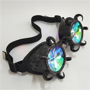 Steampunk Kaleidoscope Glasses Flash Point Black Bull Head Masquerade Party Goggles MS19713
